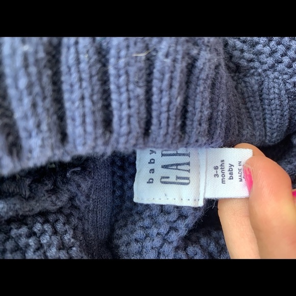 Gap Knit Teddy Bear Button Up Cotton Navy Jacket sz 3-6 months - Picture 5 of 6